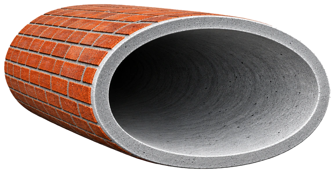 3D elliptical brick sewer with GeoKrete lining