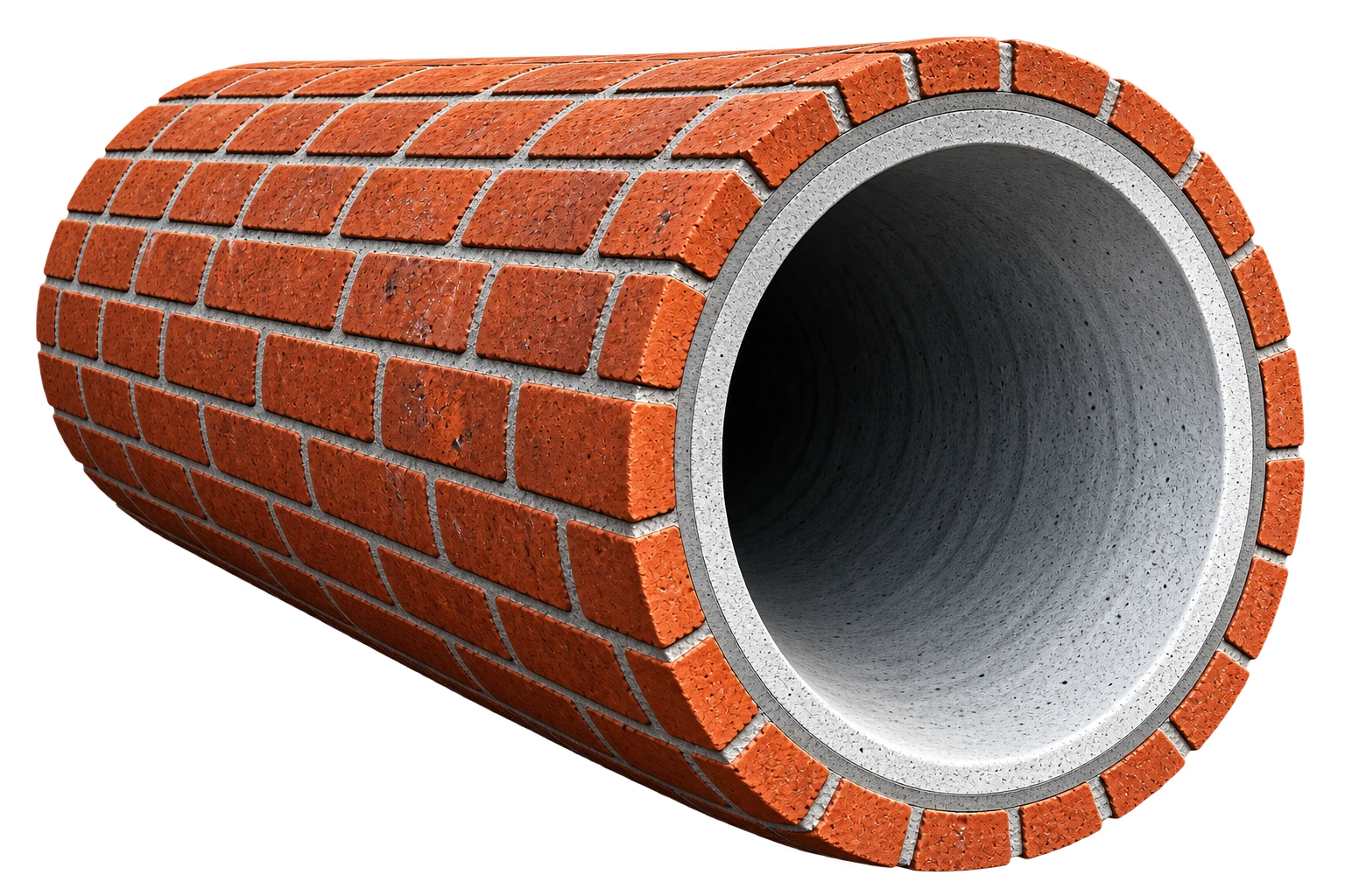 3D brick sewer pipe with gray GeoKrete lining